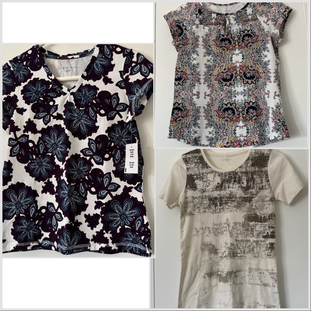 NEW Cotton T-shirts Short Sleeved Lot Of 3 Size XS